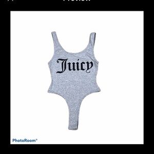 Juicy Couture Heather gray with black graphic scoop neck bodysuit